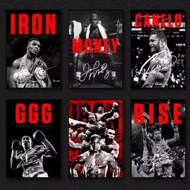 黑白拳击传奇励志海报厂家批发来图打印装饰画外贸入仓货源来赞达