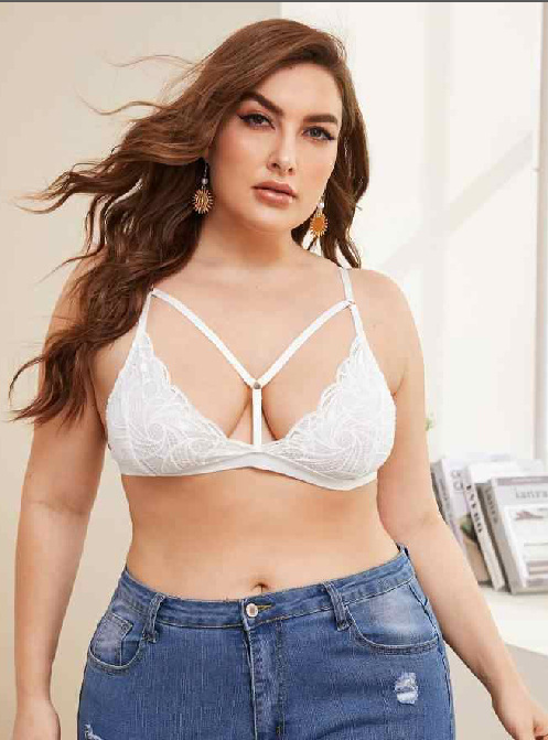 Cross-border plus size chubby girl foreign trade sexy lingerie sexy transparent lace buckle backless strap top 7036