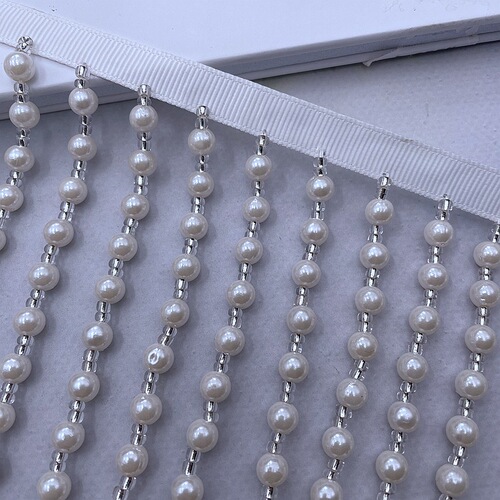 Handmade bead imitation pearl tassel hanging beads diy hanfu lace accessories white pearl hanging tassel decorative belt accessories