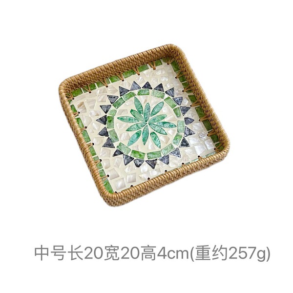 Vietnamese rattan shell tray fruit plate grows square tray household…