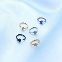 Cross-border supply wholesale stainless steel C-shaped nose ring, five-pointed star nose nail, 18K vacuum plating, body piercing jewelry