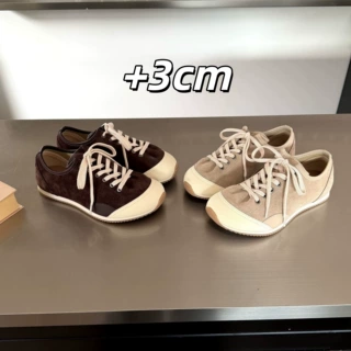 真皮复古系带休闲德训鞋女新款百搭慵懒轻便运动鞋软底松弛阿甘鞋