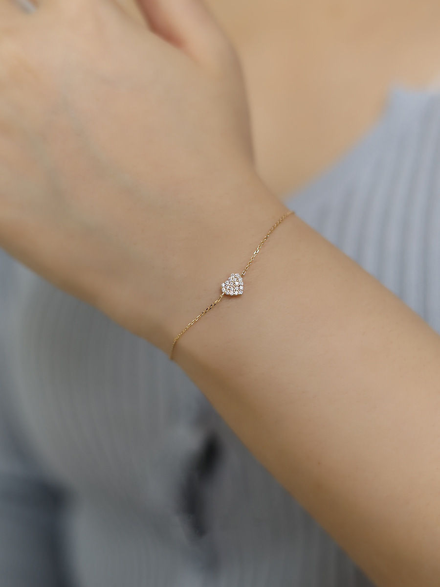 Heart Shape Pattern All Seasons Season 925 Sterling Silver Cable Chain Bracelets Basic Simple Style