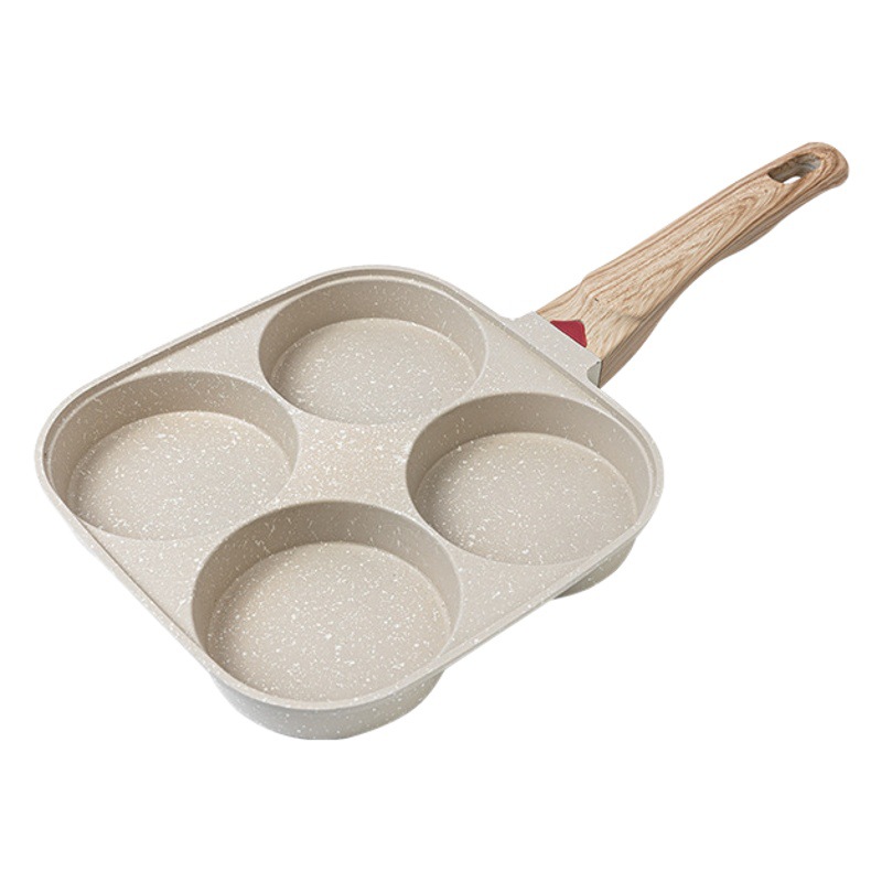 Sartén de huevo maifan Piedra sartén antiadherente hogar huevo pan de cuatro agujeros desayuno pan huevo freír artefacto pequeño panqueque pan