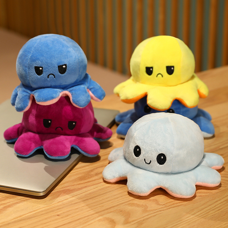 Peluche pieuvre réversible, jouet pieuvre à double face, animal en peluche pour tous les âges_voghion.com