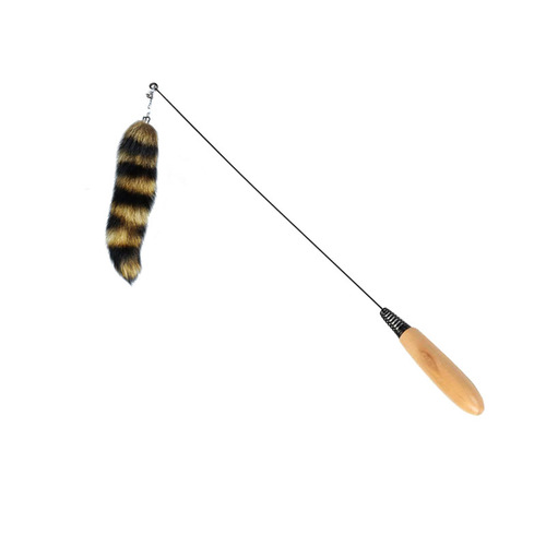 Cross-border bell-equipped colorful feather cat wand with replaceable solid wood handle steel wire feather cat toy wholesale