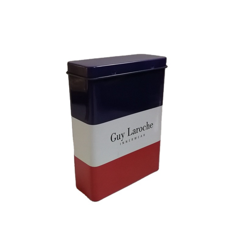 Caja de hierro de decoración en relieve rojo impresa en color flash tarjeta de té media caja de regalo de dulces rectangulares