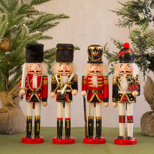 European-Style 30cm Nutcracker Cloth-Covered Puppet Soldier Creative Home Decoration Living Room Wine Cabinet Children's Room Ornament