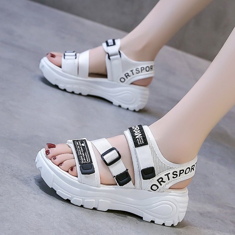 Woven Velcro sports sandals for women 2023 Summer new Korean style platform casual beach sandals for women
