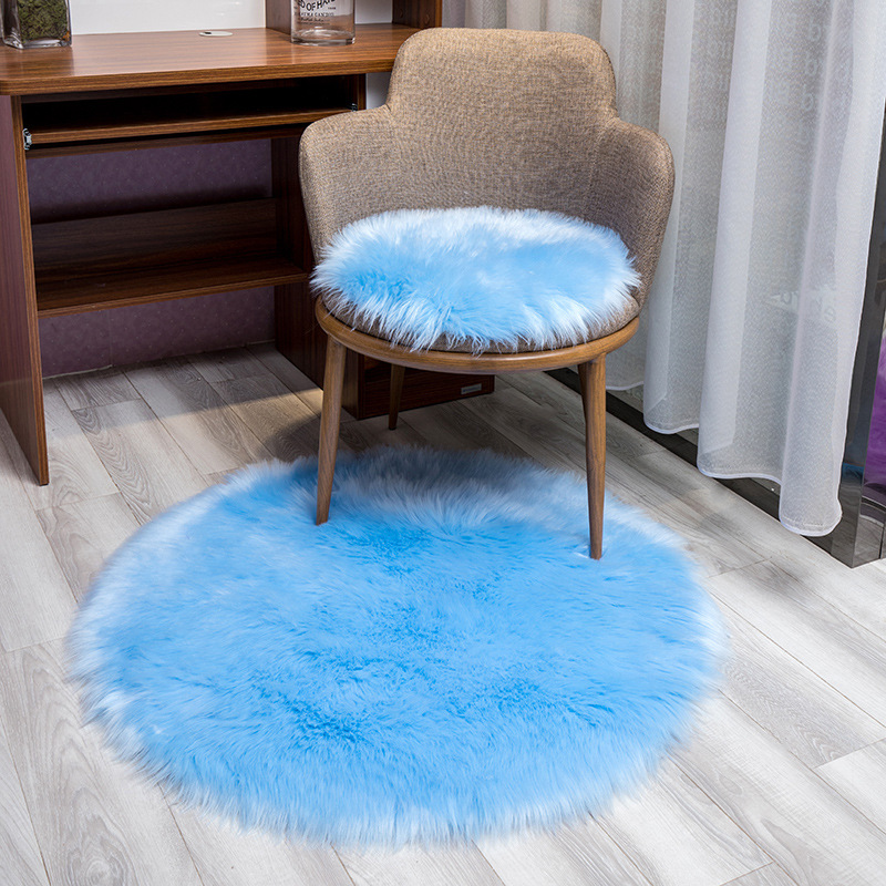 Alfombra de peluche larga dormitorio redondo chica silla mecedora silla de computadora mantas de lana nórdico alfombra de armario image 12
