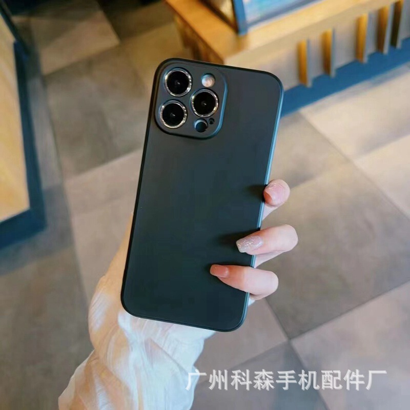 Black Matte Case Suitable for Apple 16 Mobile Phone Case, Anti-Fall iPhone 17 Pure Color Soft Case 15 All-Inclusive Protective Cover 13