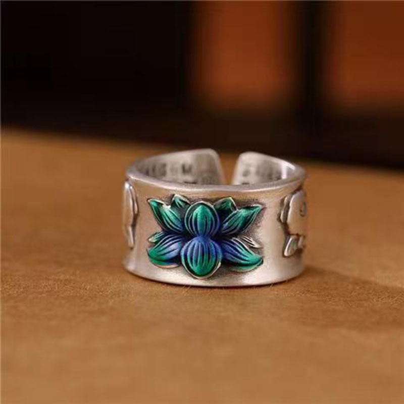 8g Weight Rings Classification Adjustable Ring Size 1 Piece Ethnic Style Flower Carp Copper Plating Rings