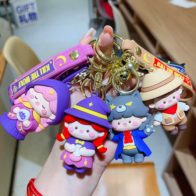 Creative Wolf Kill Keychain Witch Stereo Doll Pendant Car Schoolbag Key Chain Hanging Small Gift Wholesale