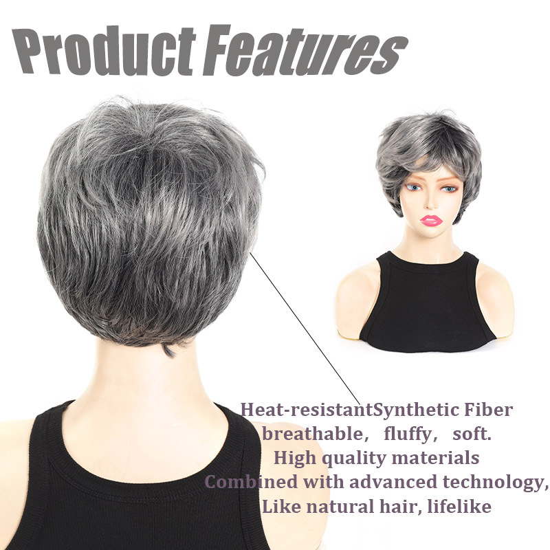 Parrucca sintetica donna capelli corti ricci effetto naturale_voghion.com