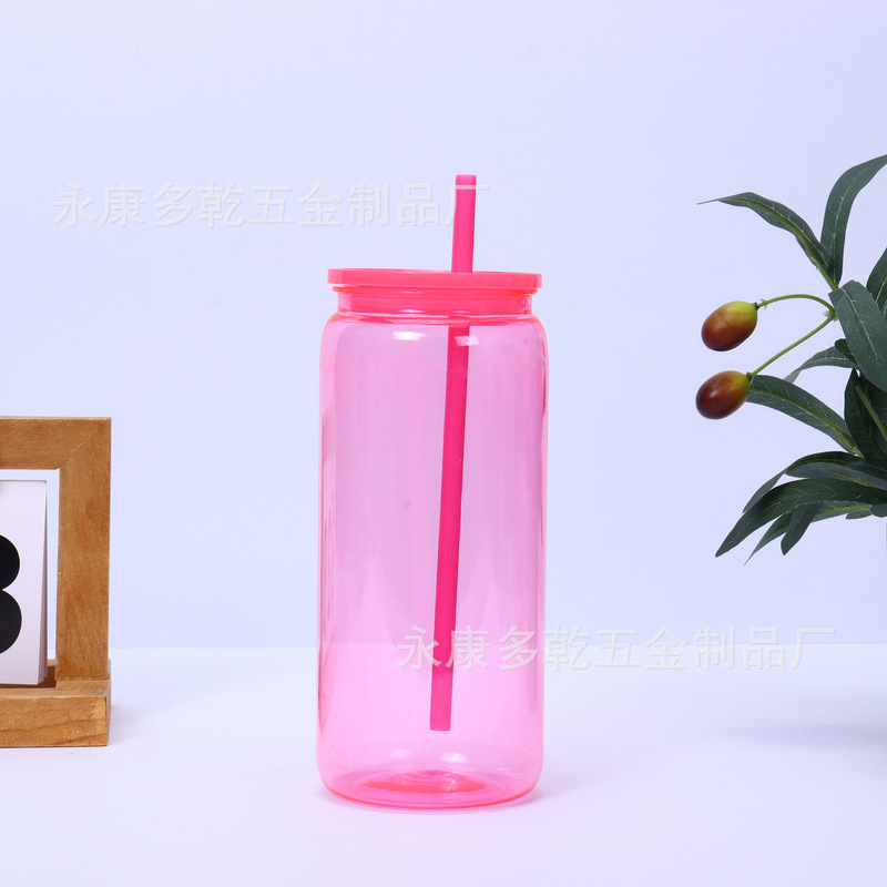 新品16オンスカラープラスチックメイソンカップカラーゼリースノーボールカップストローカップ20オンス二重プラスチックカップ|undefined