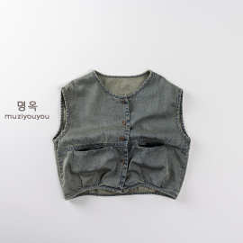 儿童薄款牛仔马甲2025夏新款男女童薄款坎肩宝宝日系韩版潮童穿搭