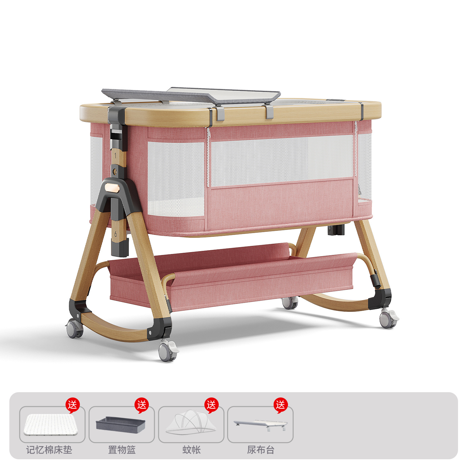 Cama de aleación de aluminio móvil portátil cuna cama plegable multifuncional bb cama recién nacida cama de empalme