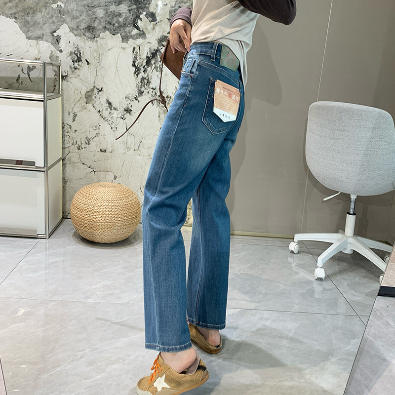 Straight-leg advantage! Four-way stretch slimming high-waisted straight-leg jeans, petite-friendly cigarette pants, new autumn women's trousers
