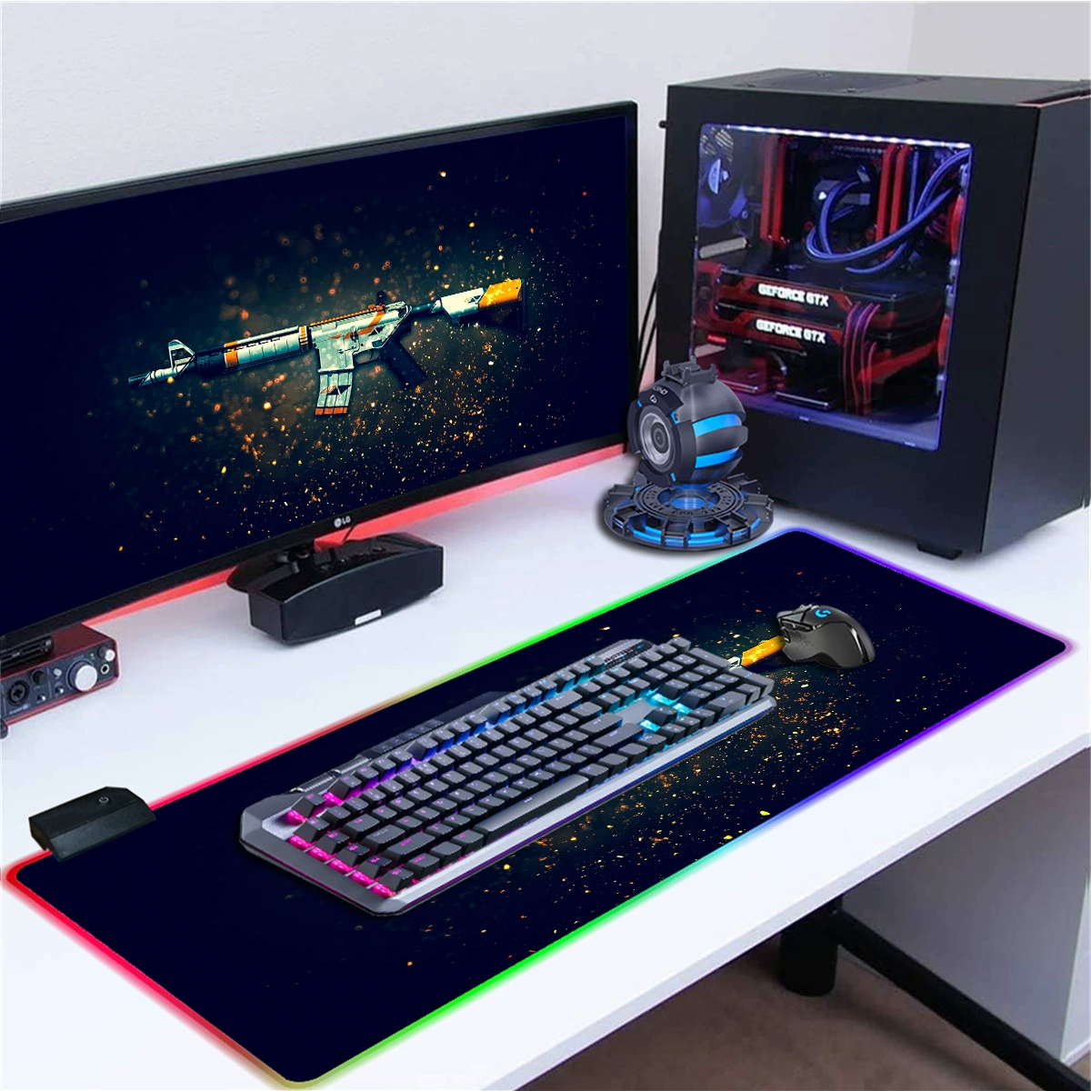 Неоновая легкая большая мышь, игровая подложка для игр, коврик для стола