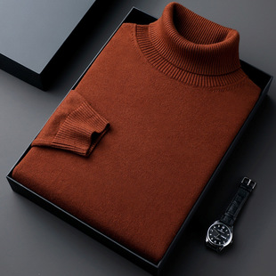 Manufacturer's New Winter Men's Woolen Sweater, Young and Middle-Aged Men's Turtleneck Pure Color 450g Warm Knitted Sweater