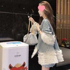 春季新款设计感软牛仔了蕾丝花边小众时尚宽松气质感外套女