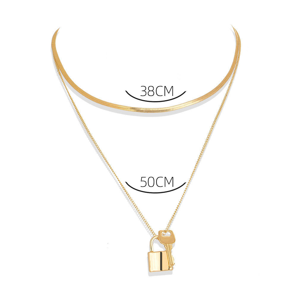 Fashion Multi-layer Lover Lock Multi-layer Necklace Wholesale display picture 1