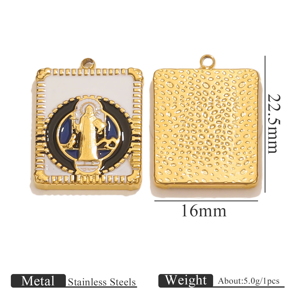 Acero inoxidable transfronterizo retro goteo de aceite cuadrado virgen colgante 18k oro DIY accesorios accesorios al por mayor