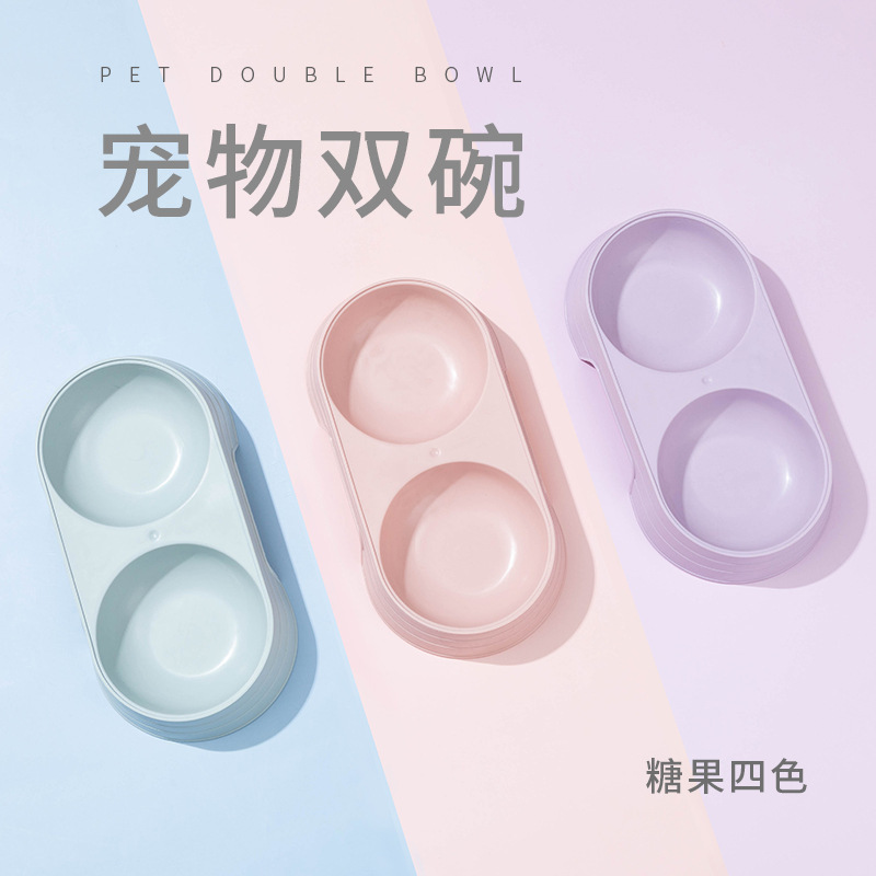 Dual-purpose Double Bowl Dog Bowl Cat Bowl Pet Bowl Pet Divided Drinking Water Feeding Cat Pet Supplies Popular Wholesale