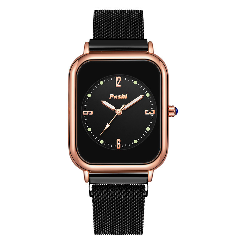 Posthi moda tendencia de moda todo-acero cuarzo reloj de mujer Reloj simple casual cuadrado impermeable reloj de las mujeres al por mayor