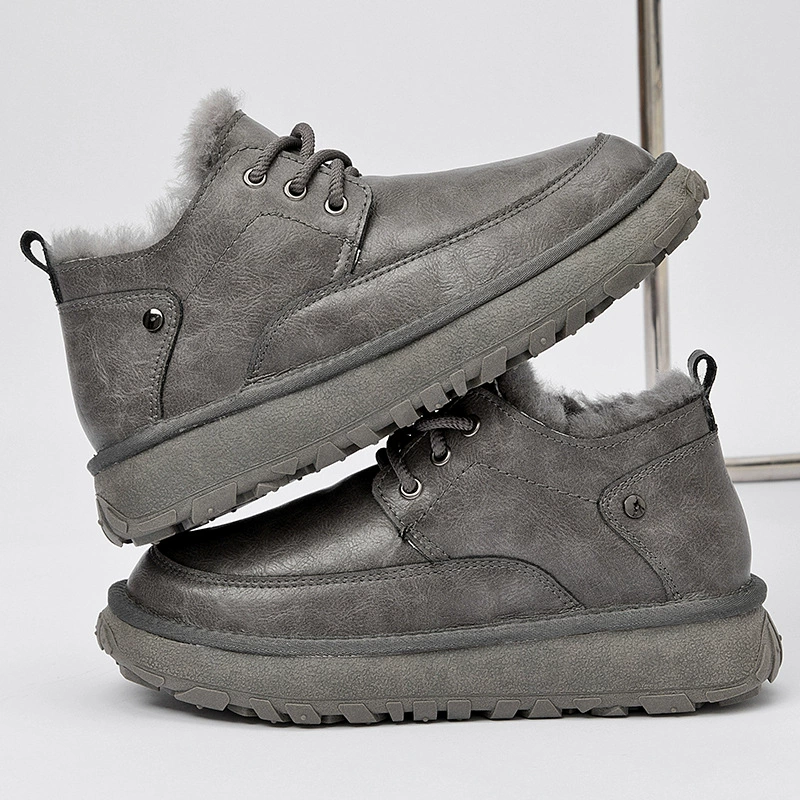 Зимняя новая овечья меха все в одном мужская водонепроницаемая шнуровка снежные сапоги плюс бархат утолщенный и теплый северо-восточный хлопок обувь приливная обувь