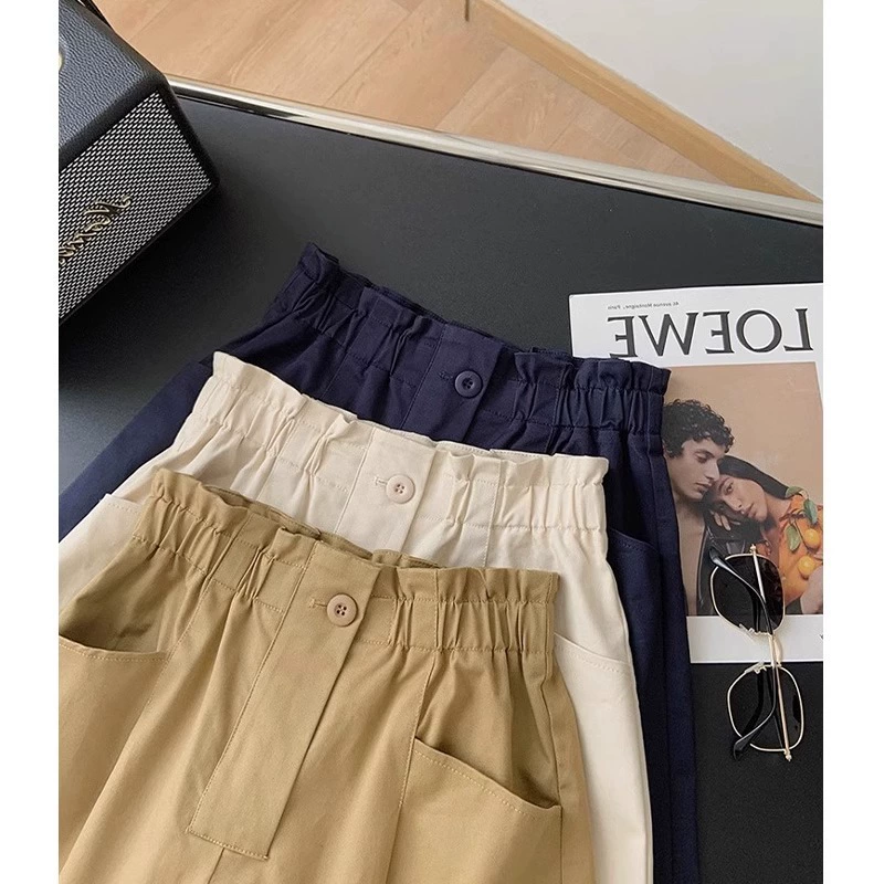 Дизайн карман повседневные брюки Пригородные возрастные европейские товары летние легкие универсальные прямые шорты для похудения с высокой талией для женщин