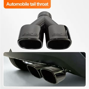 Stainless steel exhaust pipe tail tip modification universal direct exhaust bright black dual outlet tail tip car exhaust pipe decorative accessory