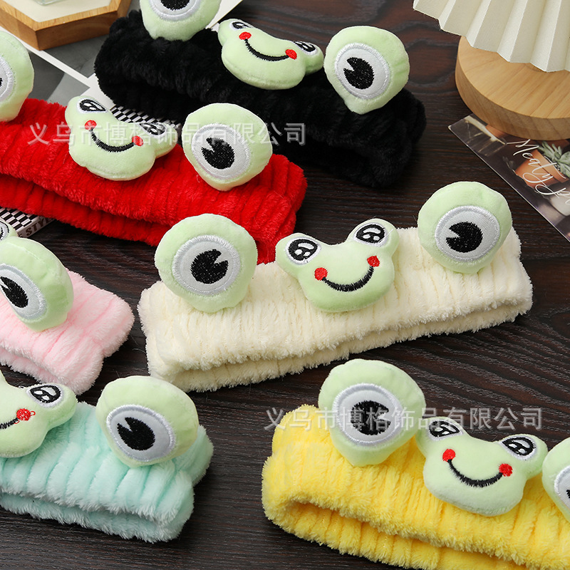 Nueva chica estudiante de moda Linda banda de pelo de felpa de dibujos animados Rana diadema banda de pelo lindo accesorios de cabeza al por mayor