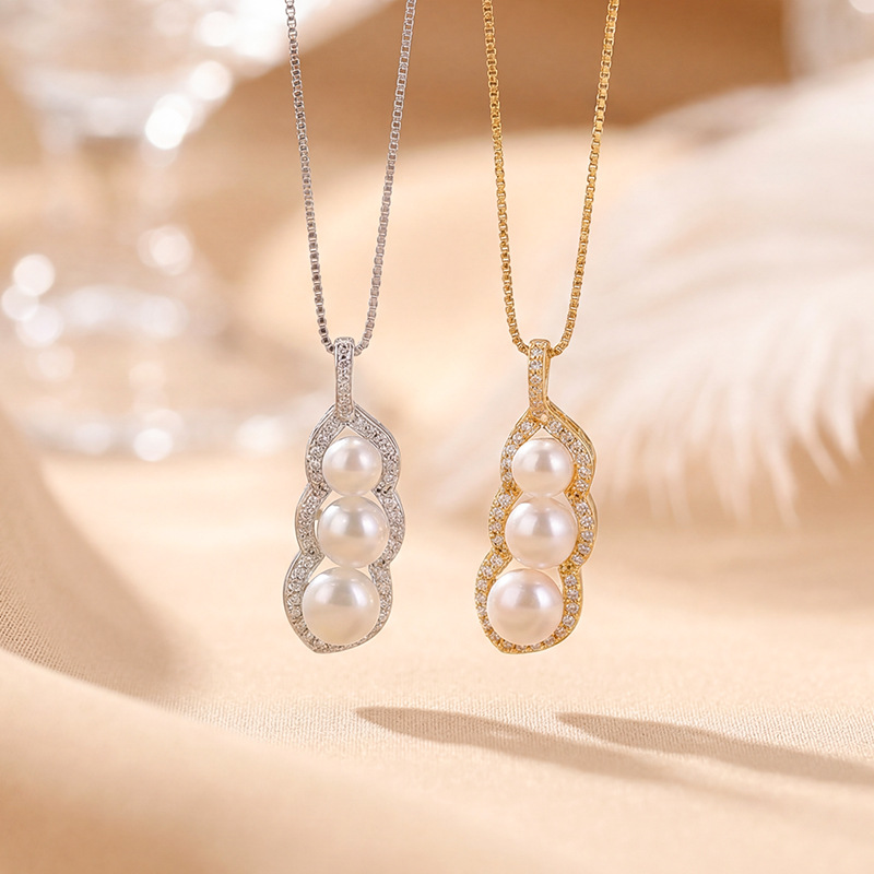 Mặt dây chuyền bạc S925 đính ngọc trai nước ngọt tự nhiên dạng pod — Các kiểu bạc (bao gồm chuỗi)