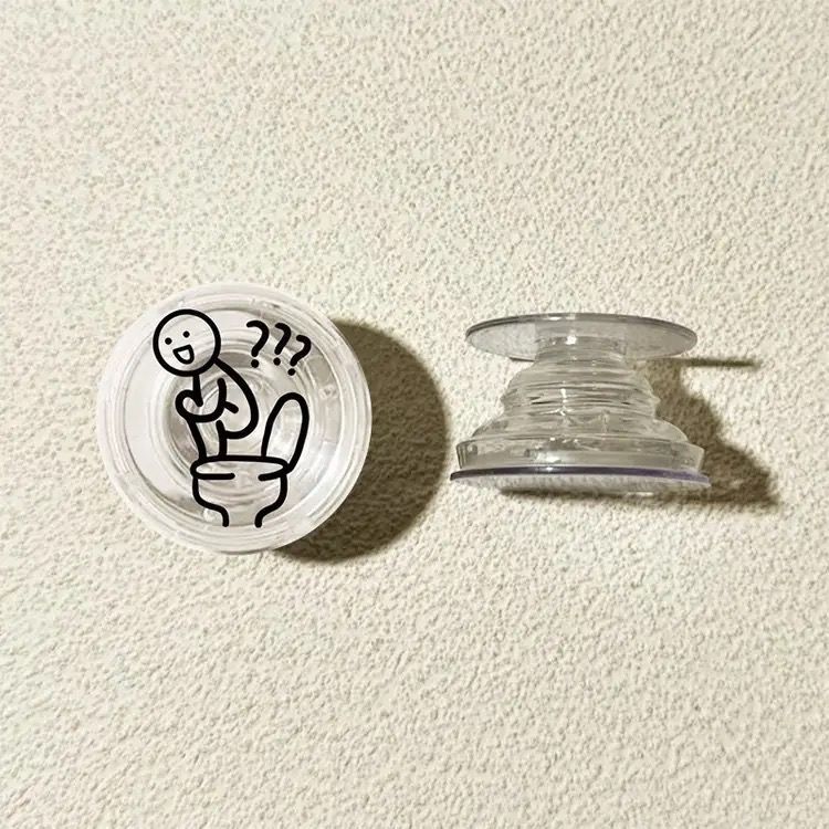 Líneas pequeñas personas redondas airbag soporte tipo pegado en la parte posterior del teléfono móvil portátil soporte retráctil 360 ° de rotación