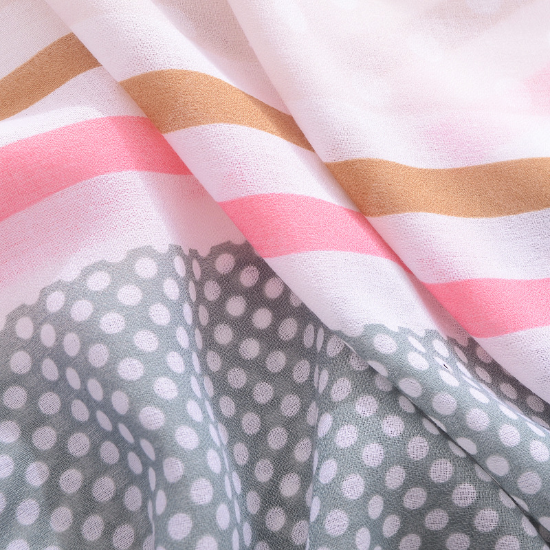 Corea del Sur estilo coreano bufanda fresca verano protector solar chal color a juego punto rayas impreso algodón y lino sensación bufanda