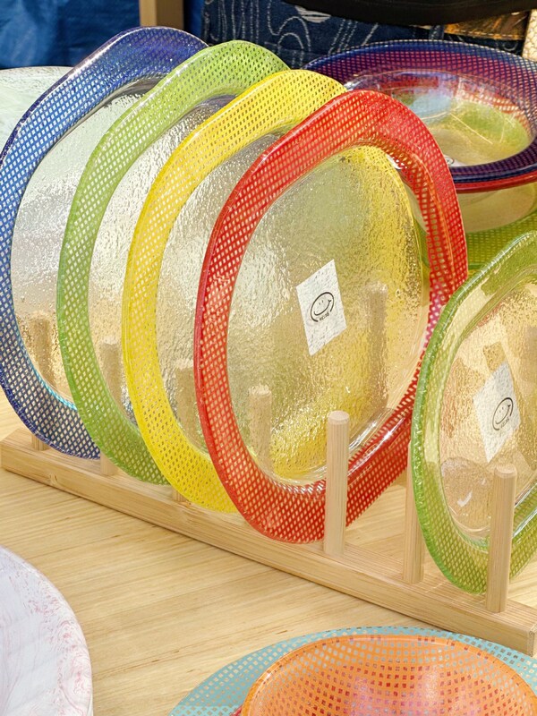 [Yuruui Designer] Korean Eding Colored Glass Oval Dinner Plate Yogurt Bowl Dinner Plate Tableware