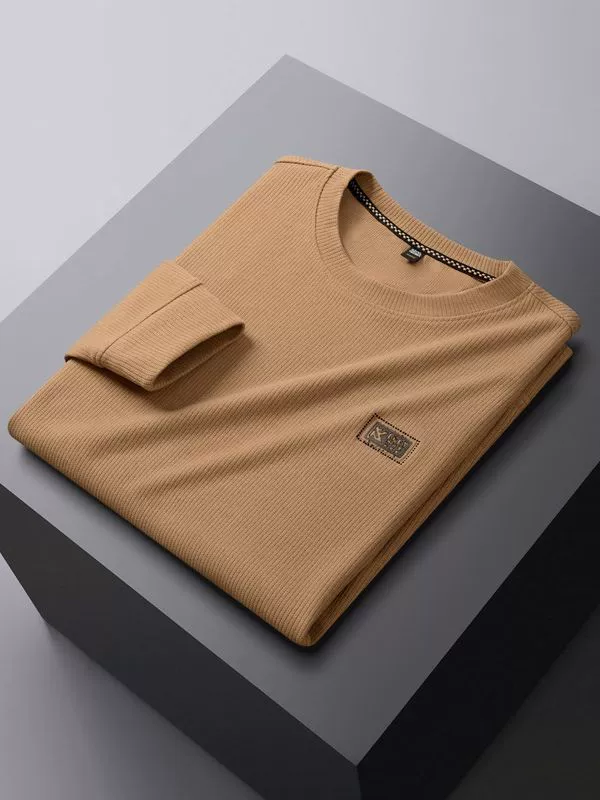 Футболка с длинными рукавами Мужской свитер, новинка на весну и осень, топ Live с круглым вырезом, повседневная спортивная футболка для среднего возраста, Базовая рубашка для папы