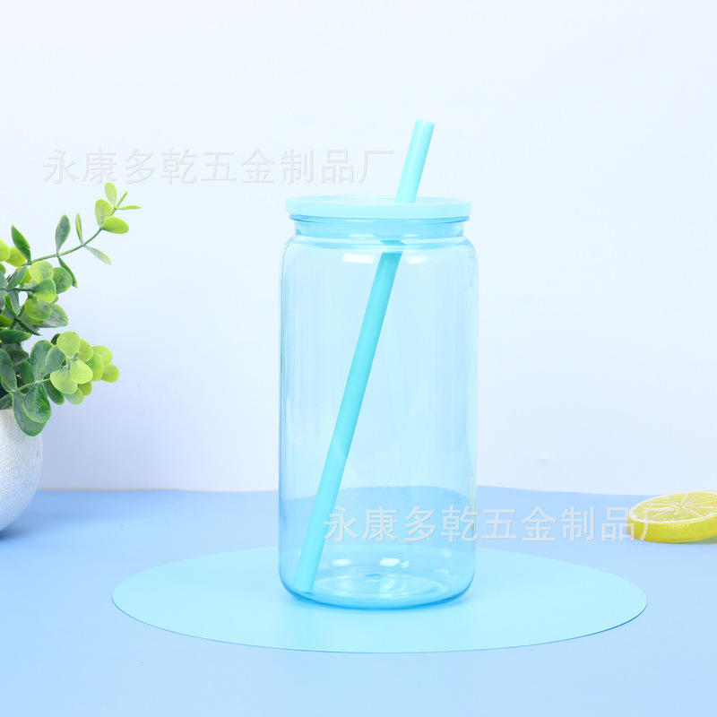 新品16オンスカラープラスチックメイソンカップカラーゼリースノーボールカップストローカップ20オンス二重プラスチックカップ|undefined
