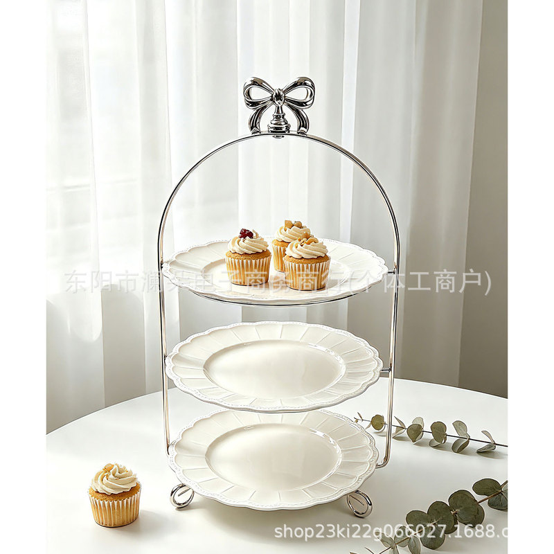 Ceramic afternoon tea dessert display stand for weddings, birthdays, parties, cold meal tea break decorations, cake and dessert tray Ceramic afternoon tea dessert display stand for weddings, birthdays, parties, cold meal tea break decorations, cake and dessert tray