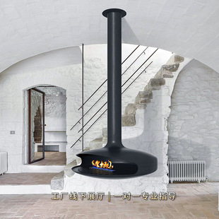 Hanging Ufo Fireplace Real Fire Wood Burning Hotel Living Room Villa B&B Firewood Heating Alcohol Atomization European Style Simple