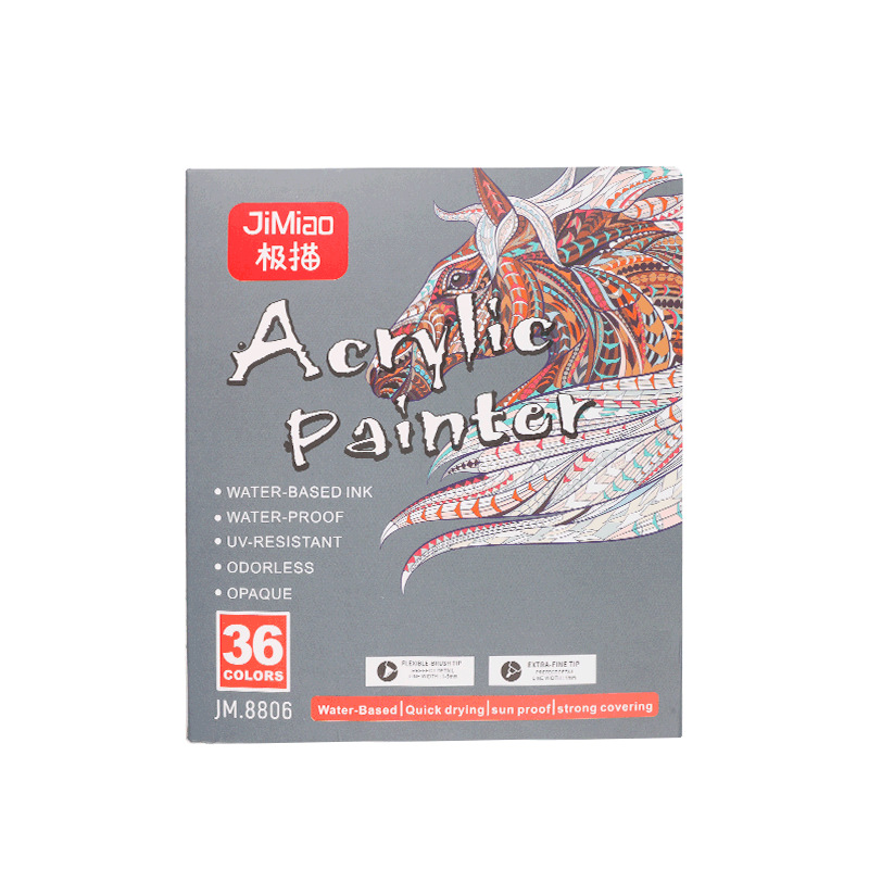 Marcador de acrílico nuevo núcleo de algodón pluma de doble cabeza 36 color marcador único al aire libre pintura acrílica acuarela pluma