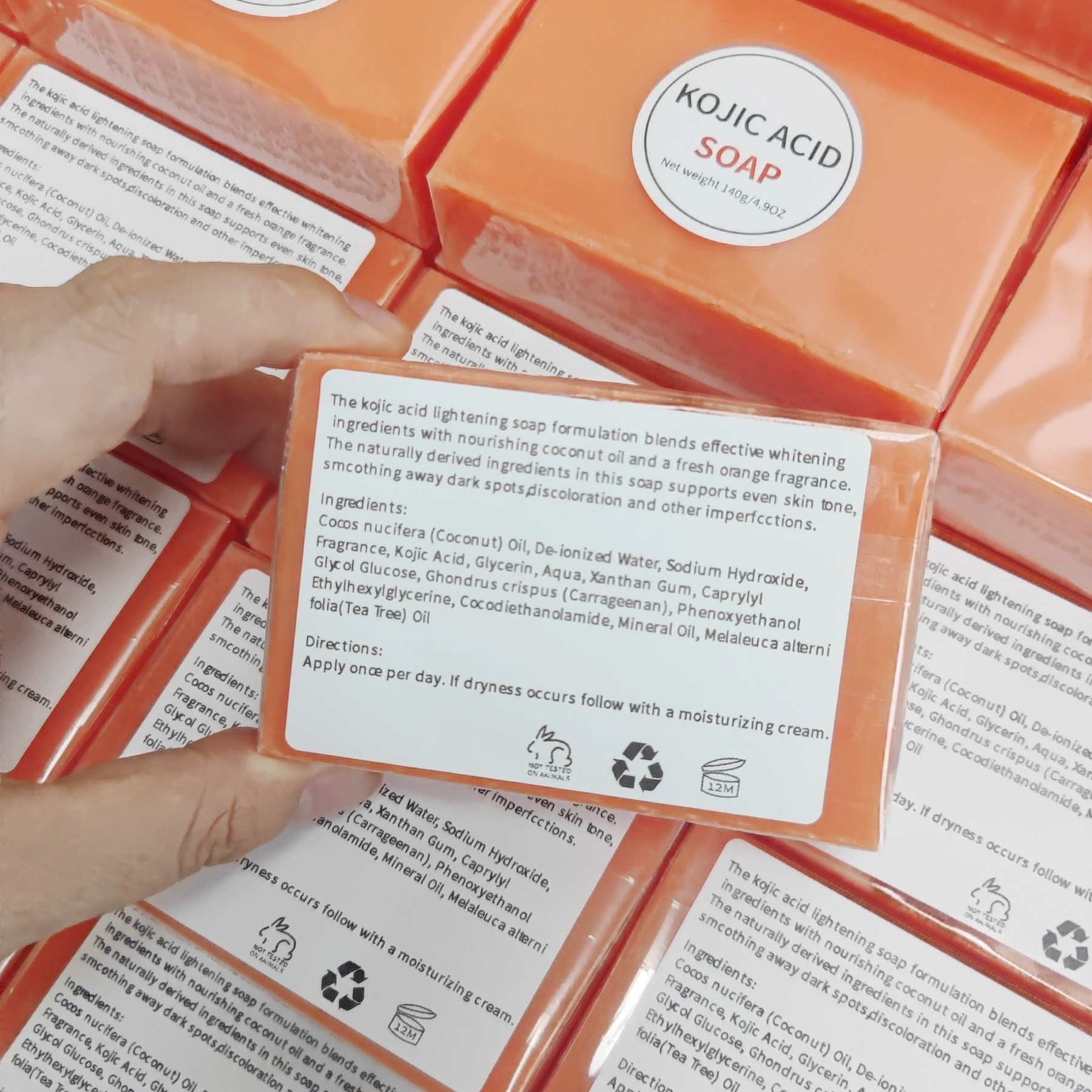 Индивидуальная обработка трансграничного экспорта скраб-мыло с койевой кислотой, мыло с куркумой, мыло ручной работы, оптовая продажа, осветляющее мыло с сладким апельсином