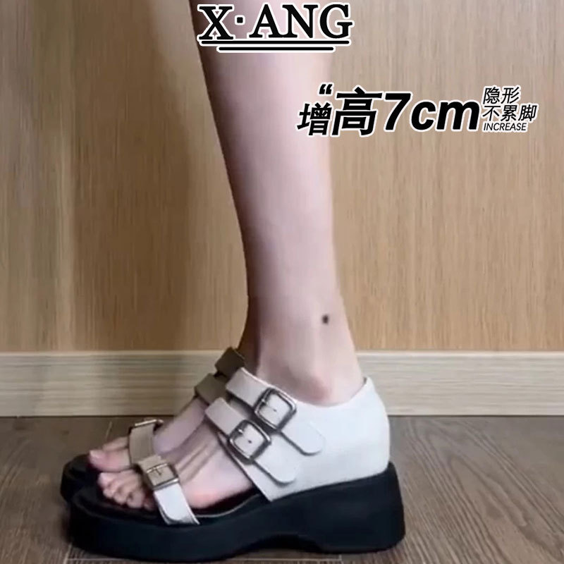 7cm Thick-Soled Height-Increasing Sandals for Women, 2026 New Summer Style, Suitable for Wearing with Skirts, Comfortable Wedge Sandals, Roman Shoes