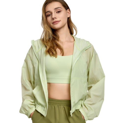 New Summer Lightweight Sports Yoga Jacket Loose Sun Protection Hooded Casual Featherweight Breathable Outdoor Windbreaker for Women