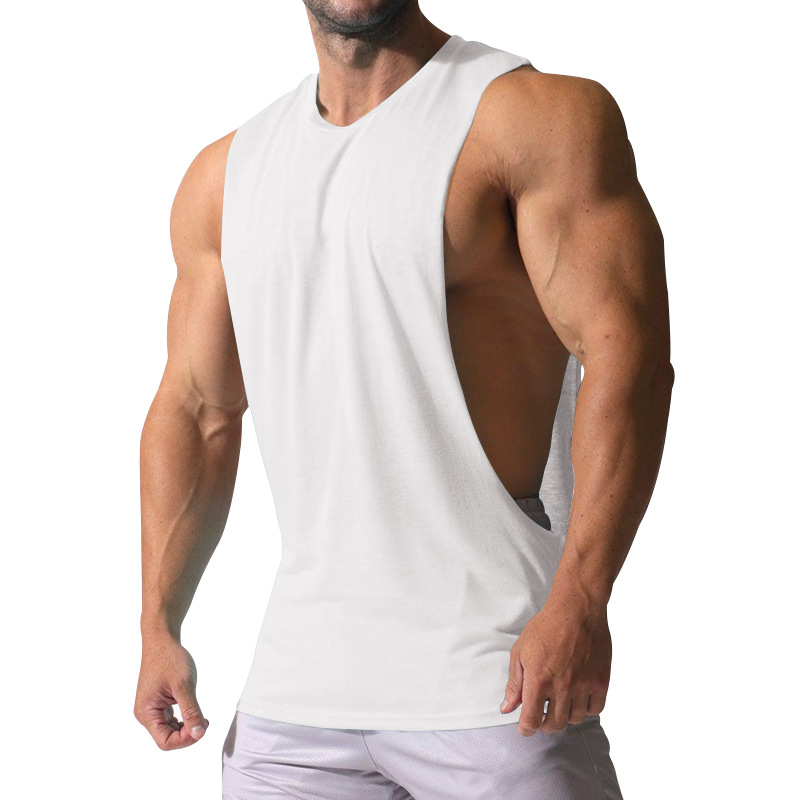 210g Weight Sleeveless Sleeve Length Cotton Blend, Polyester Fabric Type Regular Top Length Racerback Tank Tops Tops Type Casual Occasion Round Neck Neckline Loose Fit Type Solid Color Pattern Summer Season Men's Gender Simple Style Style Wholesale Men's Simple Style Solid Color Sleeveless Men's Tops 无