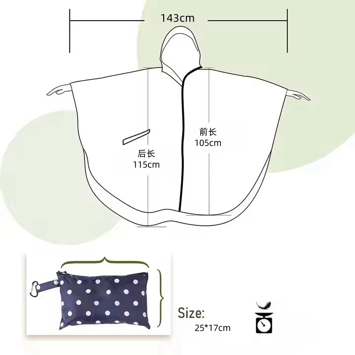 Poncho Impermeable con Cierre Tipo Capa de PU, a Prueba de Lluvias Torrenciales, para Ciclismo
