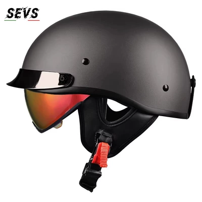 Motosiklet kaskı (dəbilqə) – helmet, Japanese-style scoop helmet - sub-metallic-gray-aurora-red-mirror-m
