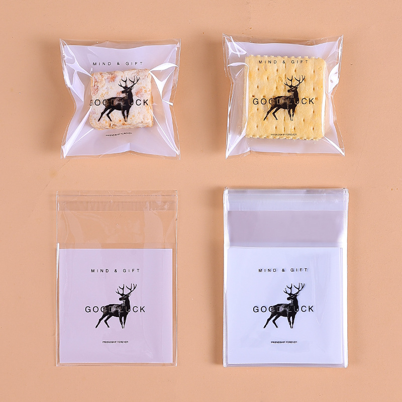 Navidad auto-Sellado bolsa pegajosa copo de nieve bolsa de embalaje crujiente máquina de sellado bolsa Año Nuevo leche azufaifo Galleta de vaca papel de embalaje azúcar