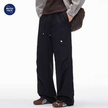 沐丘男装∣美式肌理感鱼骨纹工装裤男潮牌机能伞兵宽松直筒休闲裤